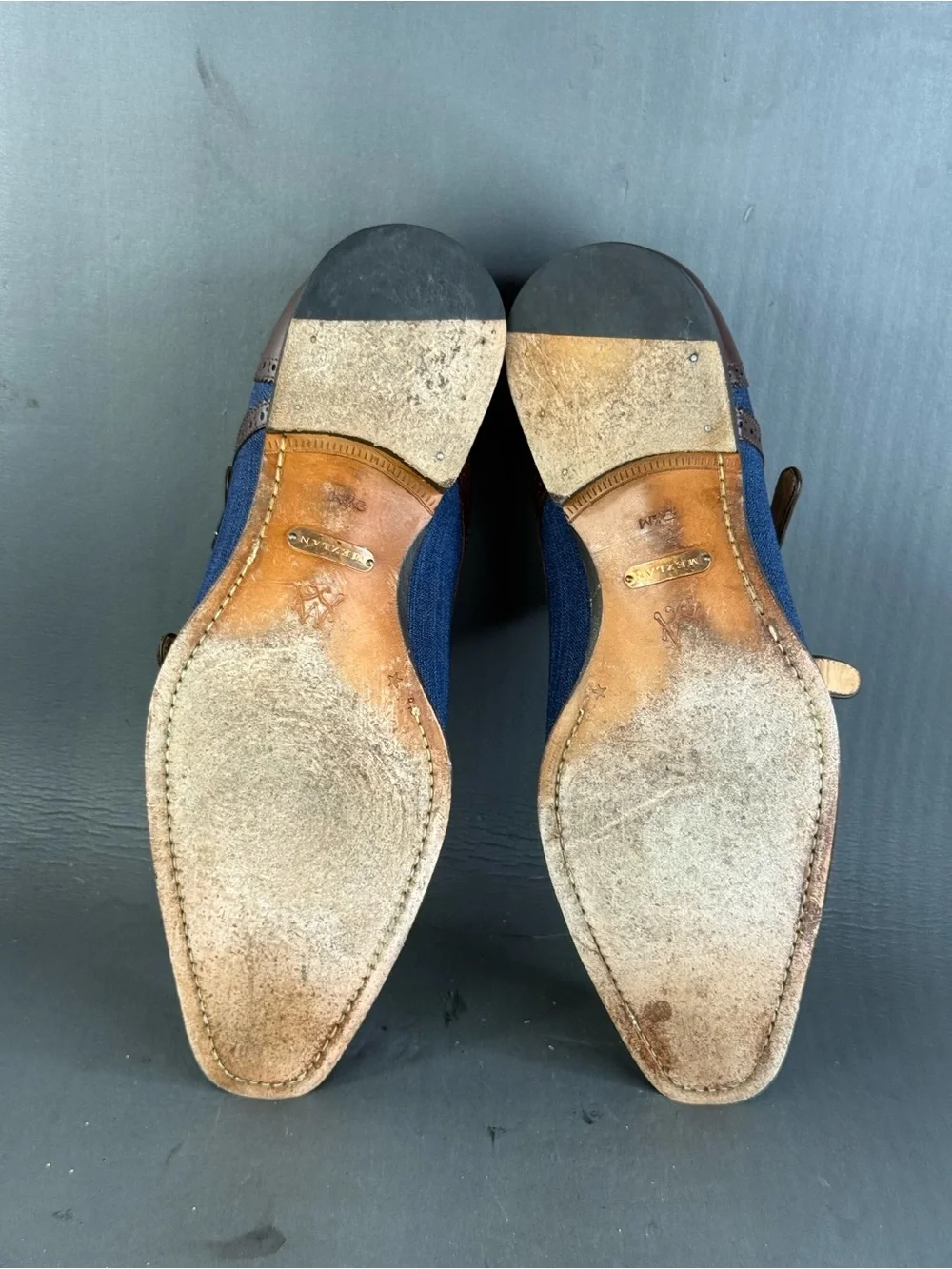 Mezlan Cupido Double Monk Strap two-tone Oxford shoes men’s size 9.5